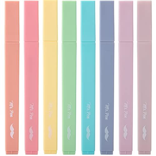 Mr. Pen- Aesthetic Cute Pastel Highlighters Set, 8 pcs, Chisel Tip, Candy Colors, No Bleed Bible Assorted Colors